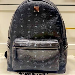 New MCM Stark Side Studs Visetos Large Black Backpack